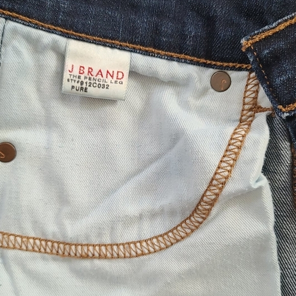 J Brand Low-Rise The Pencil Leg Jeans Size 26x34 PURE Dark Blue - Picture 5 of 5